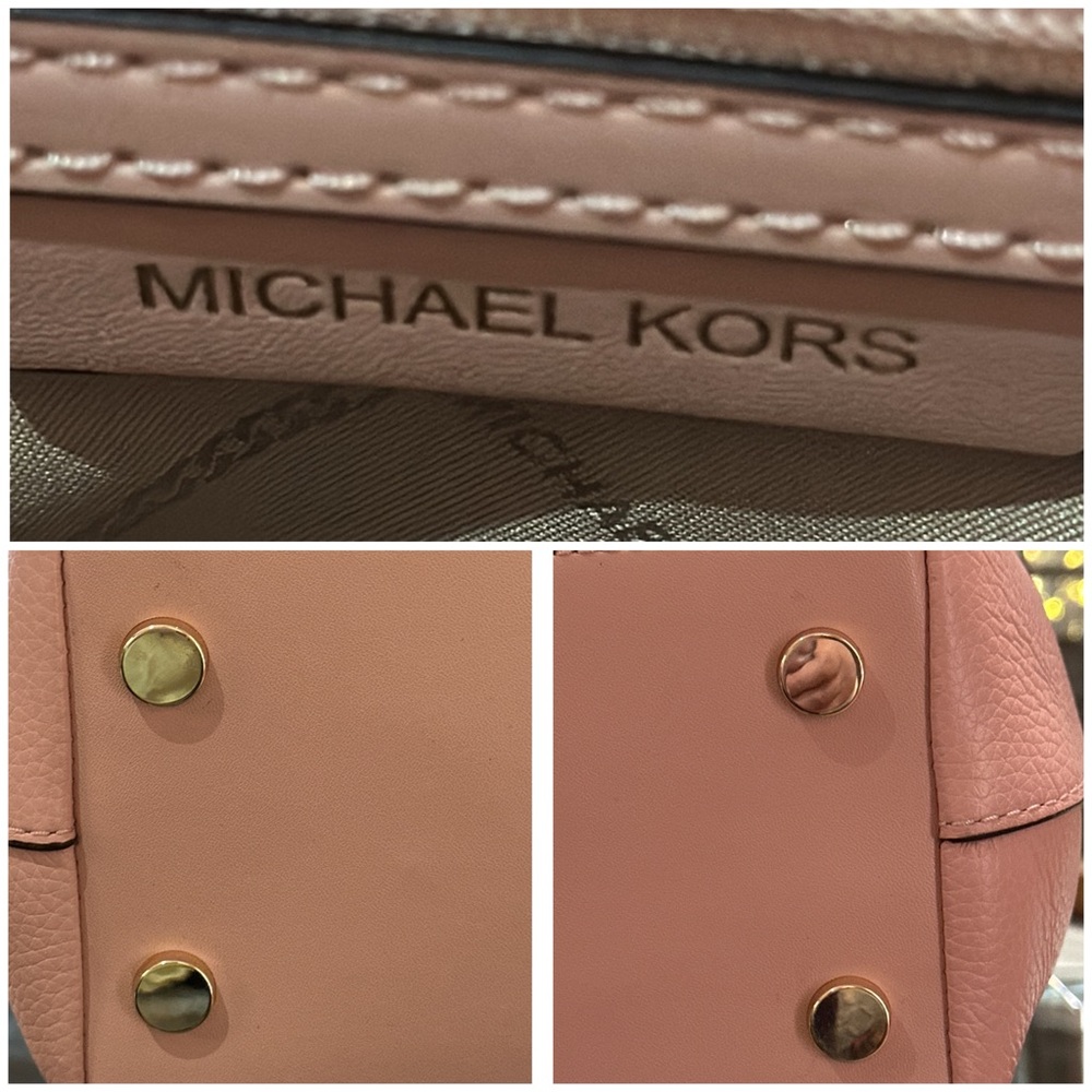 Authentic Michael Kors “Molly” Large Pebble Leather Shoulder Tote in Smokey Rose - Picture 14 of 16